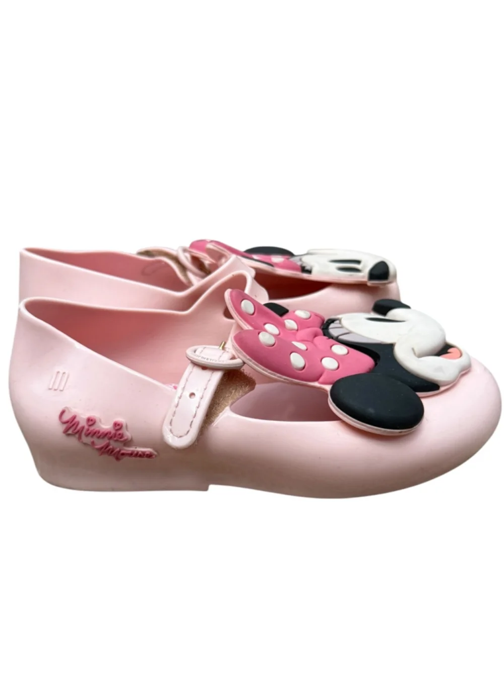 Mini Melissa x Disney Minnie Mouse Pink Jelly Mary Jane Shoes Girls Size 10